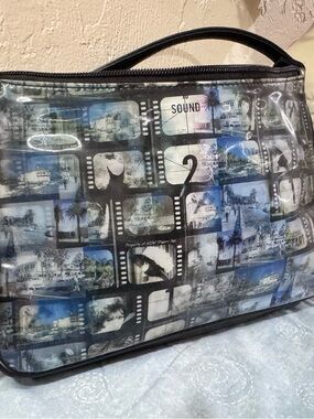 Film-Print y2k shoulder purse Black/Blue